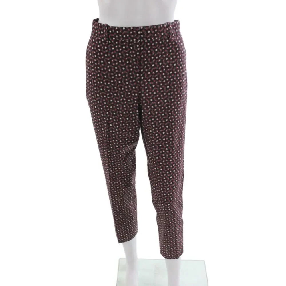 Theory Womens Ankle Pants Multicolor Geometric Virgin Wool Size 4